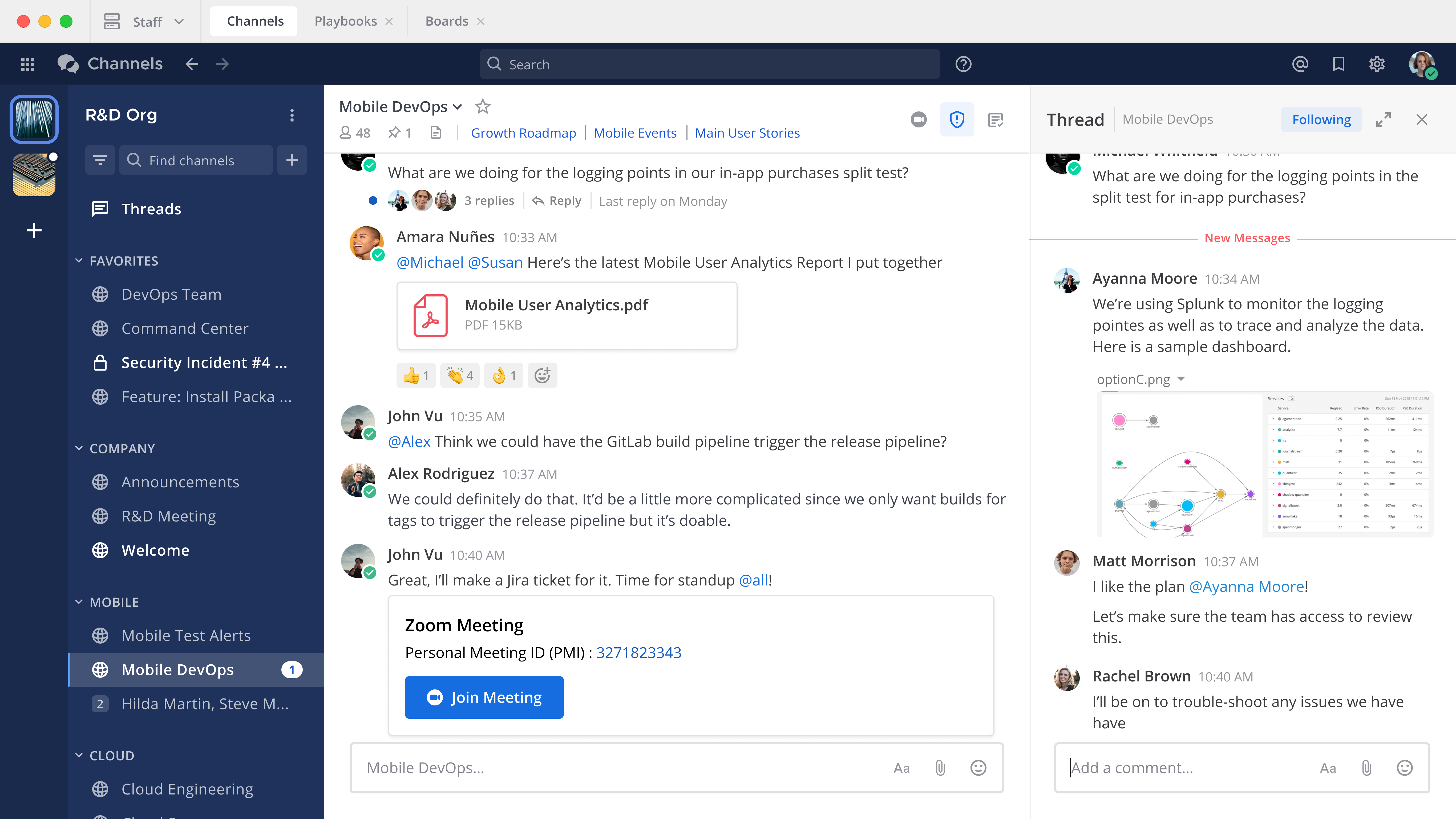 Mattermost's user interface