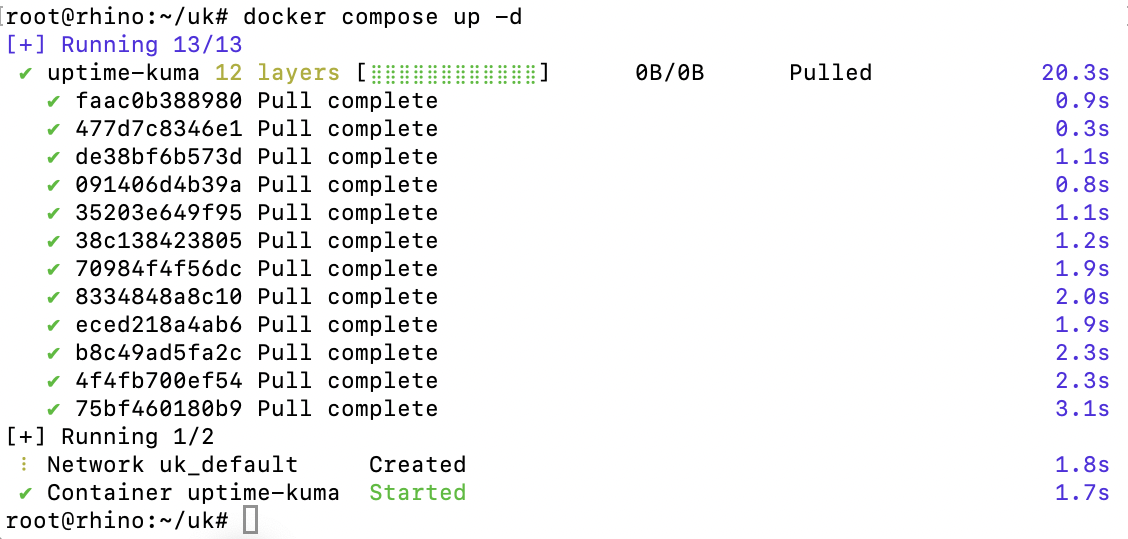 uptime kuma installed