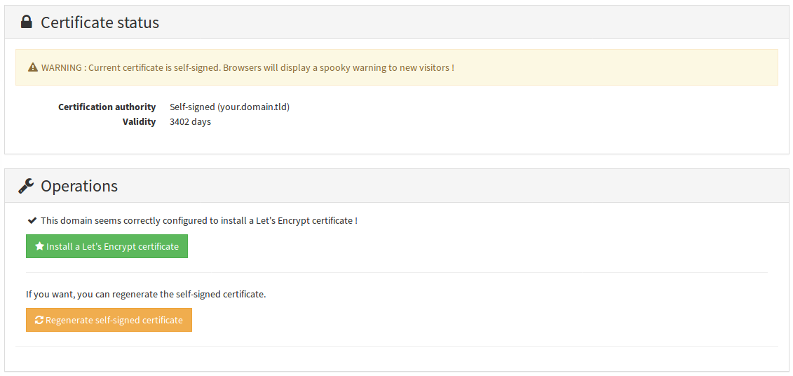 YunoHost installation